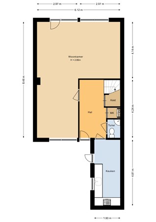 Plattegrond - Baai 99, 8224 DR Lelystad - Begane grond - 2D.jpg